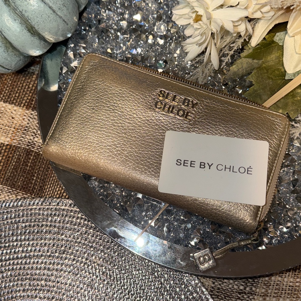 See By Chloe Gold leather snake 🐍 Python Zip Around Wallet